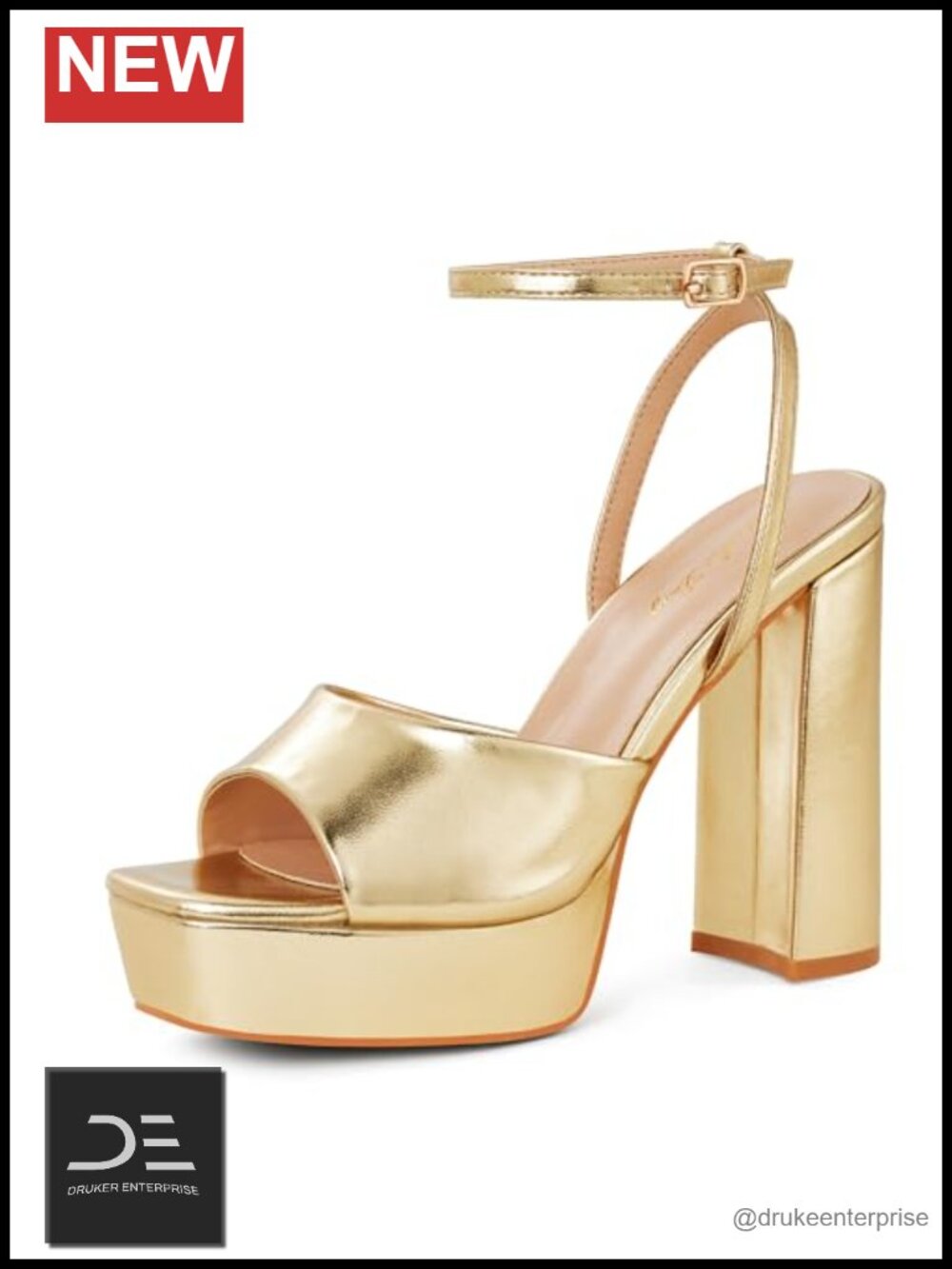 Women's Chunky Platform Heeled Sandals, 4.7" Block Heel with Open Square Toe